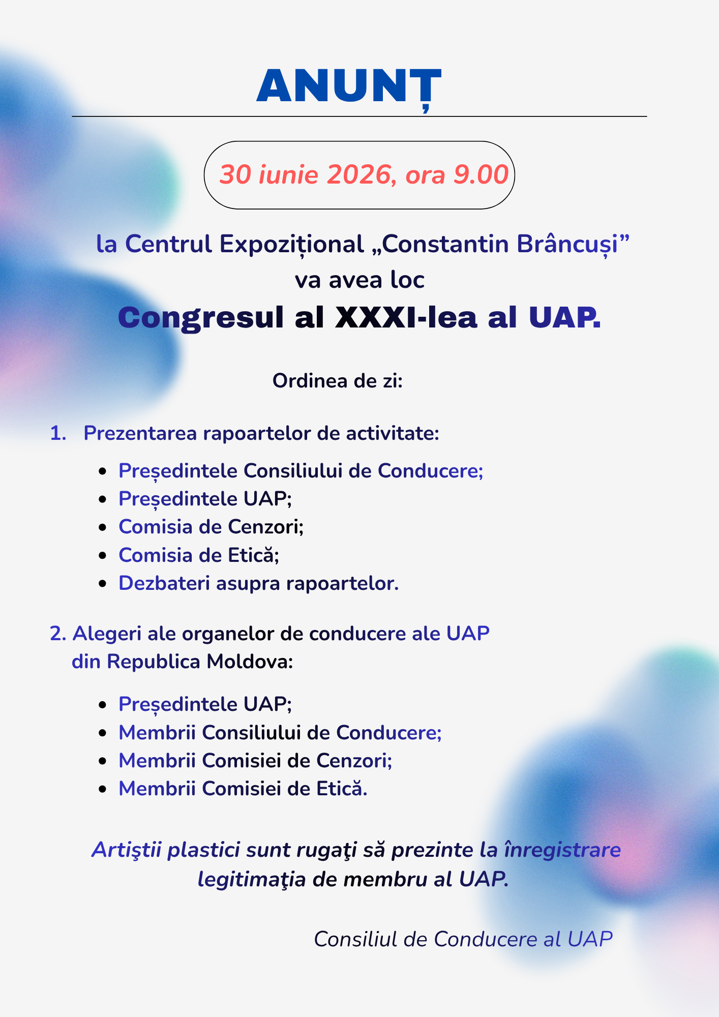 Congresul Asociației al XXXI-lea din 30.06.2026